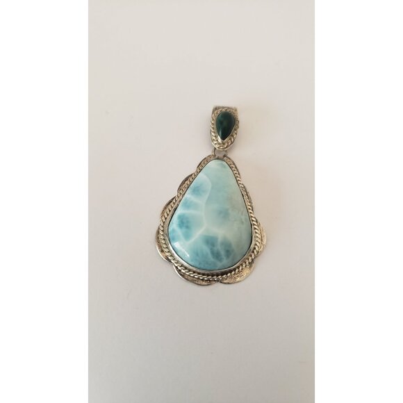 Vintage Larimar Pear Shape Pendant Set in Silver - Picture 10 of 10